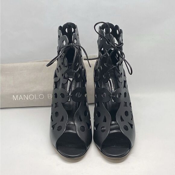 Manolo Blahnik Taralo 90MM Leather Booties size 41 - Picture 5 of 14